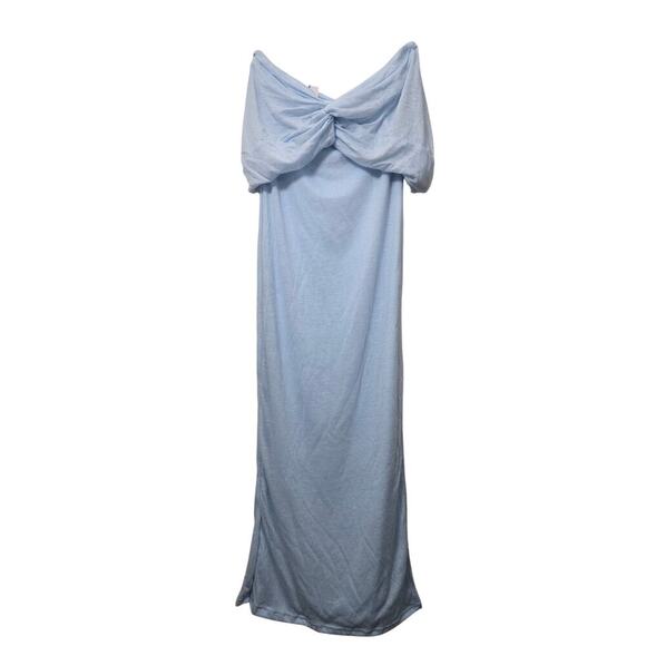 NEW Revolve SNDYS Madrid Maxi Dress Size L Light Blue Off the Shoulder Event - Picture 4 of 10